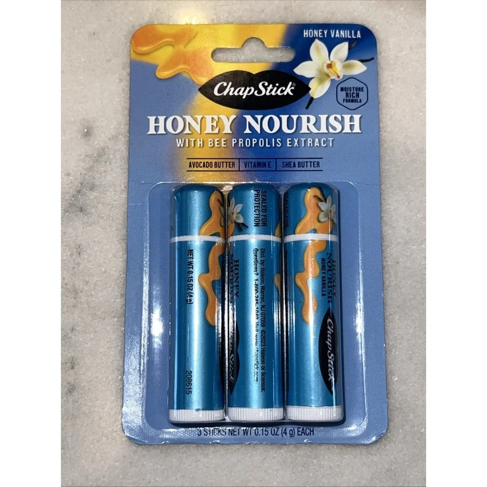 3 PACK!!! Chapstick Lip Balms - Honey Nourish - 3 Sticks Honey Vanilla New‎